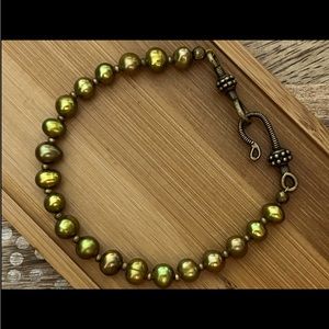 Luminous Genuine Natural Green Freshwater Potato Pearl Bracelet